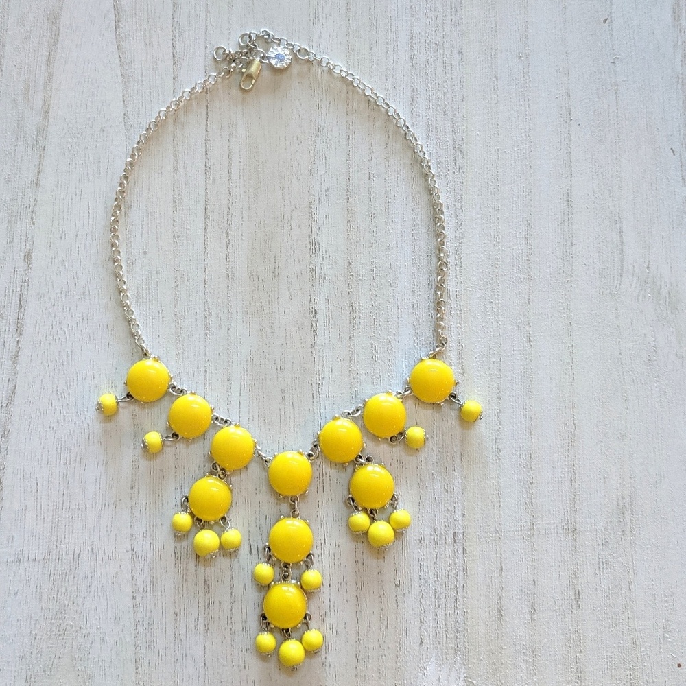 Canary Yellow and Silver Costume Necklace